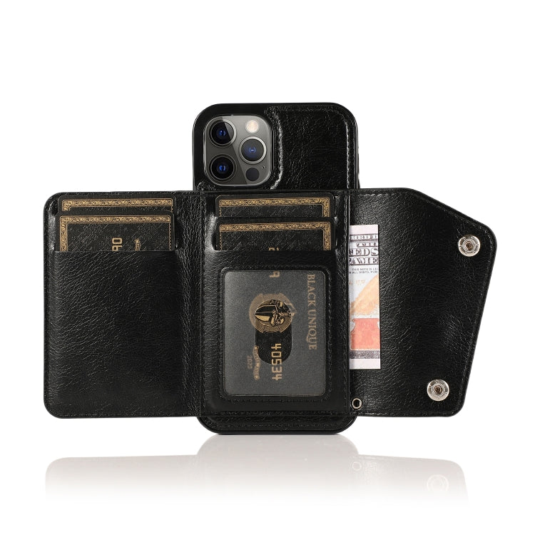 For iPhone 12 / 12 Pro Shockproof PU + TPU Leather Case with Card Slots & Holder & Photo Frame & Wallet & Lanyard