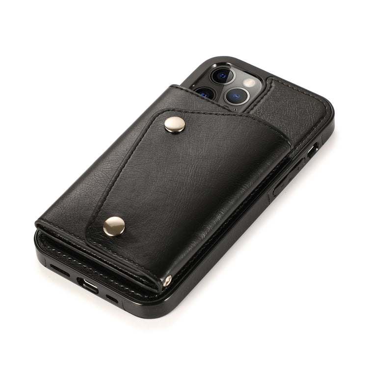For iPhone 12 / 12 Pro Shockproof PU + TPU Leather Case with Card Slots & Holder & Photo Frame & Wallet & Lanyard