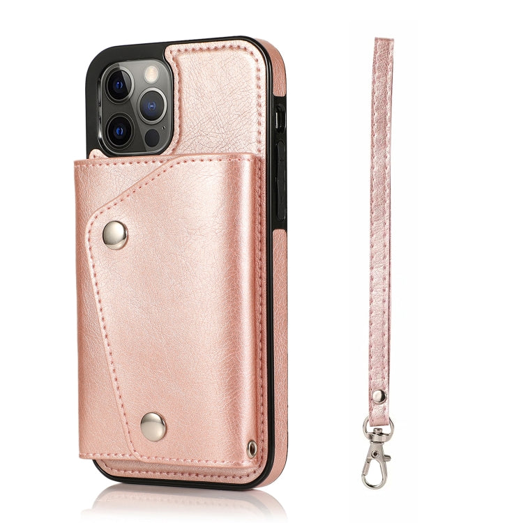 For iPhone 12 / 12 Pro Shockproof PU + TPU Leather Case with Card Slots & Holder & Photo Frame & Wallet & Lanyard