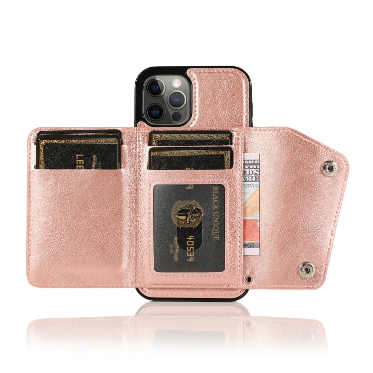 For iPhone 12 / 12 Pro Shockproof PU + TPU Leather Case with Card Slots & Holder & Photo Frame & Wallet & Lanyard