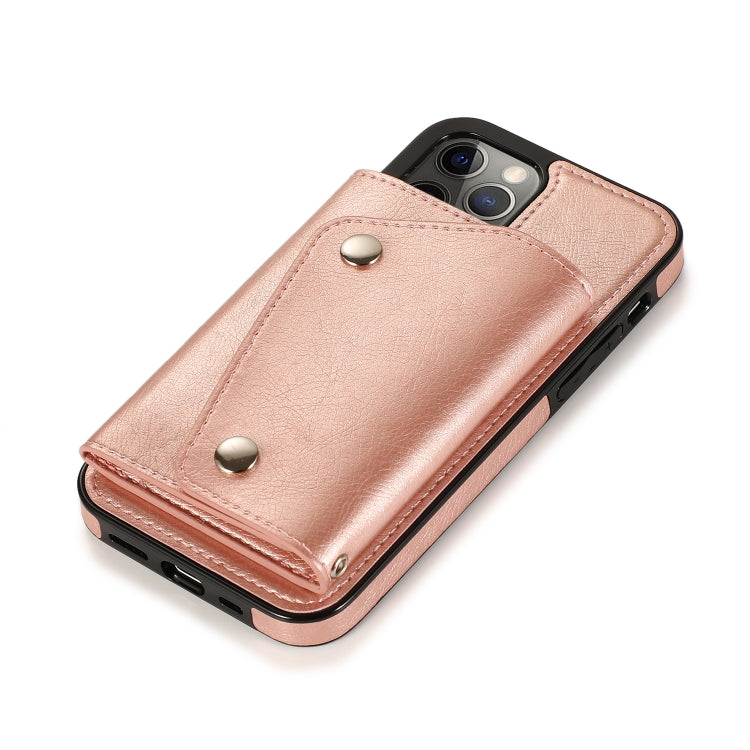 For iPhone 12 / 12 Pro Shockproof PU + TPU Leather Case with Card Slots & Holder & Photo Frame & Wallet & Lanyard