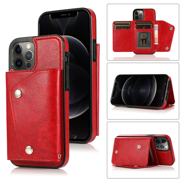 For iPhone 12 / 12 Pro Shockproof PU + TPU Leather Case with Card Slots & Holder & Photo Frame & Wallet & Lanyard