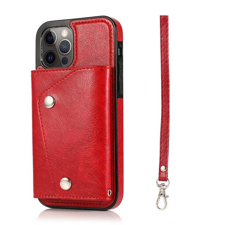 For iPhone 12 / 12 Pro Shockproof PU + TPU Leather Case with Card Slots & Holder & Photo Frame & Wallet & Lanyard