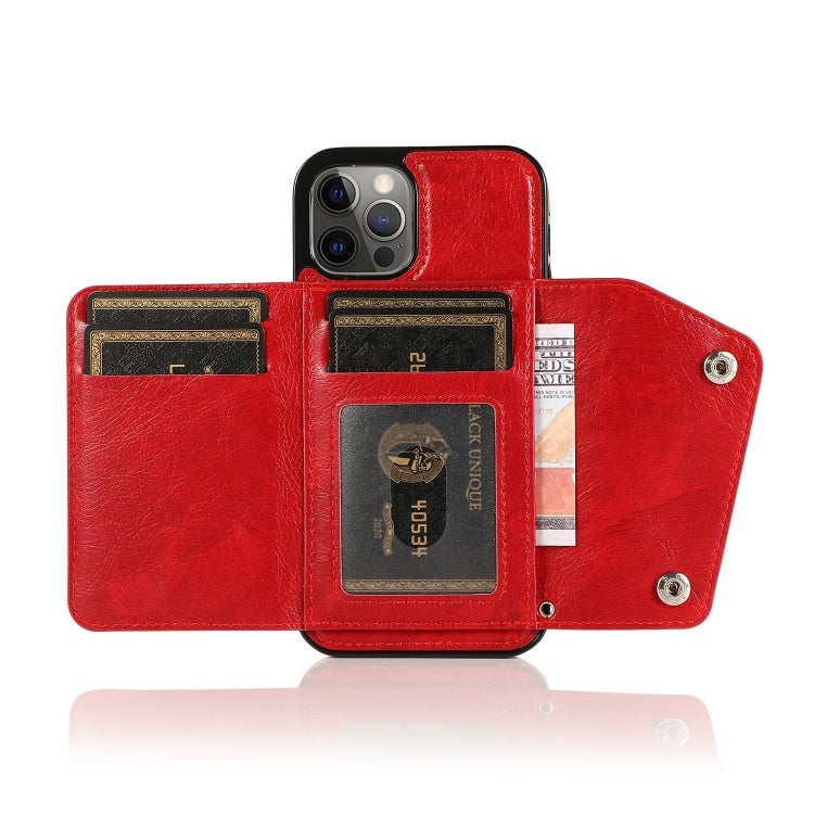 For iPhone 12 / 12 Pro Shockproof PU + TPU Leather Case with Card Slots & Holder & Photo Frame & Wallet & Lanyard