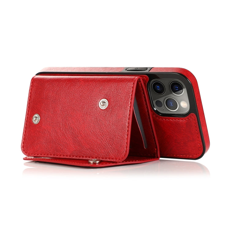 For iPhone 12 / 12 Pro Shockproof PU + TPU Leather Case with Card Slots & Holder & Photo Frame & Wallet & Lanyard
