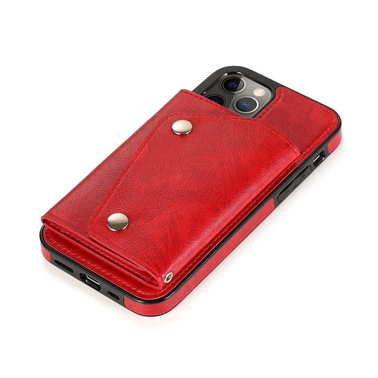 For iPhone 12 / 12 Pro Shockproof PU + TPU Leather Case with Card Slots & Holder & Photo Frame & Wallet & Lanyard