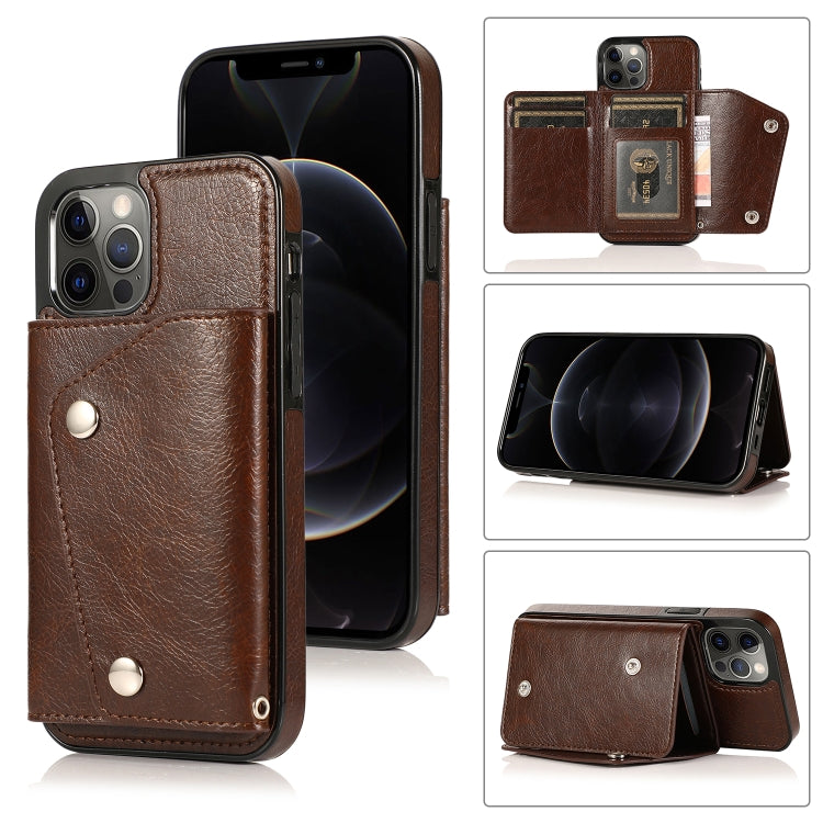 For iPhone 12 / 12 Pro Shockproof PU + TPU Leather Case with Card Slots & Holder & Photo Frame & Wallet & Lanyard