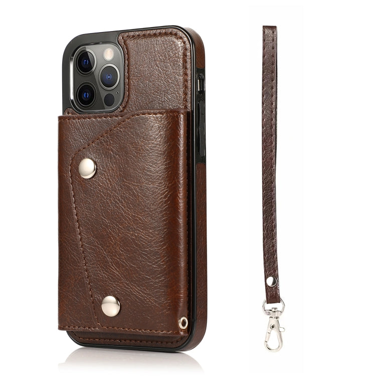 For iPhone 12 / 12 Pro Shockproof PU + TPU Leather Case with Card Slots & Holder & Photo Frame & Wallet & Lanyard
