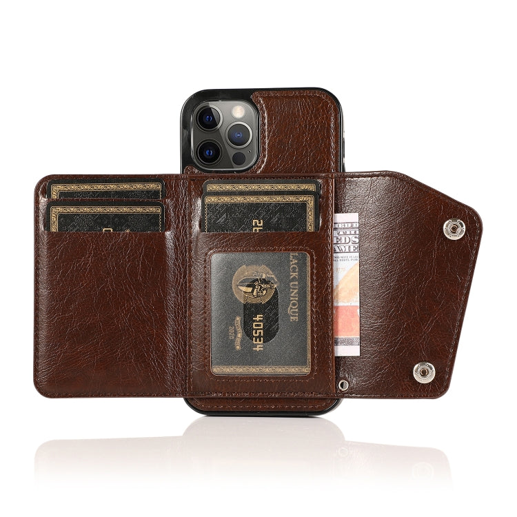 For iPhone 12 / 12 Pro Shockproof PU + TPU Leather Case with Card Slots & Holder & Photo Frame & Wallet & Lanyard