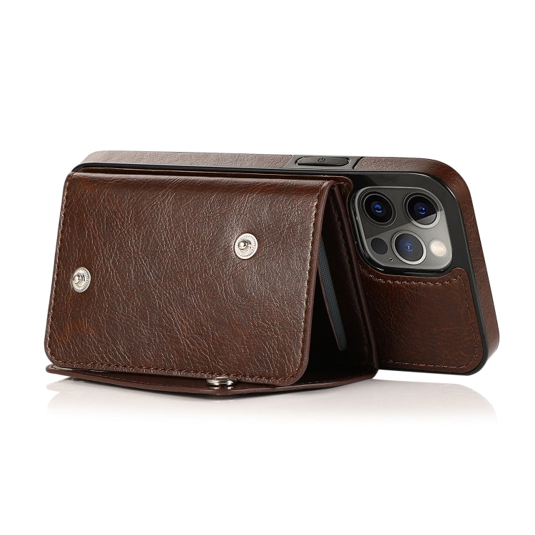 For iPhone 12 / 12 Pro Shockproof PU + TPU Leather Case with Card Slots & Holder & Photo Frame & Wallet & Lanyard