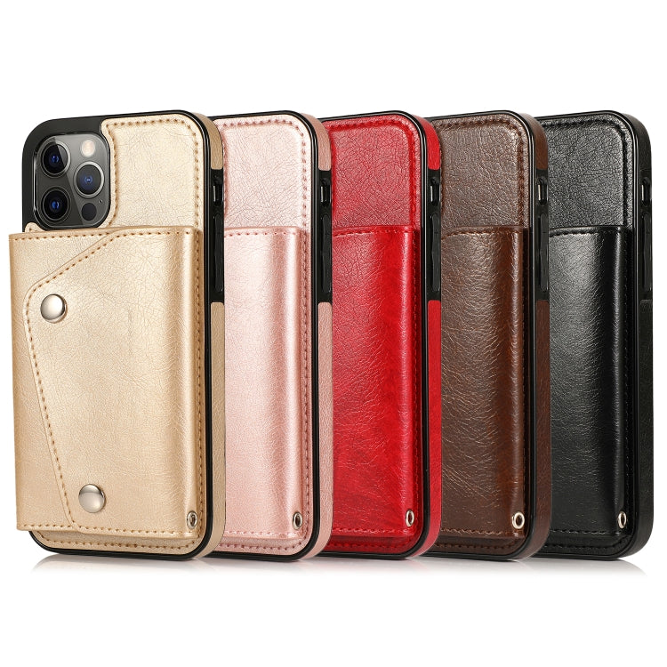 For iPhone 12 / 12 Pro Shockproof PU + TPU Leather Case with Card Slots & Holder & Photo Frame & Wallet & Lanyard
