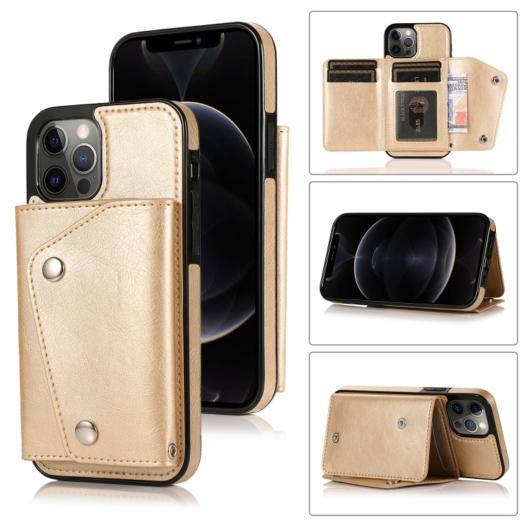 For iPhone 12 / 12 Pro Shockproof PU + TPU Leather Case with Card Slots & Holder & Photo Frame & Wallet & Lanyard
