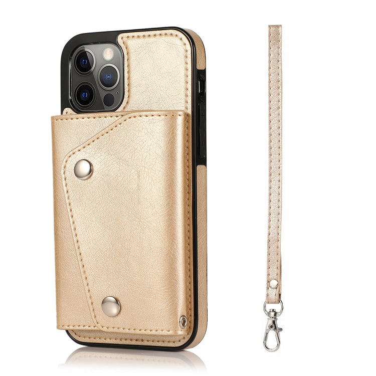 For iPhone 12 / 12 Pro Shockproof PU + TPU Leather Case with Card Slots & Holder & Photo Frame & Wallet & Lanyard