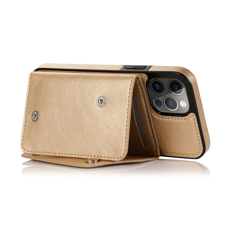 For iPhone 12 / 12 Pro Shockproof PU + TPU Leather Case with Card Slots & Holder & Photo Frame & Wallet & Lanyard