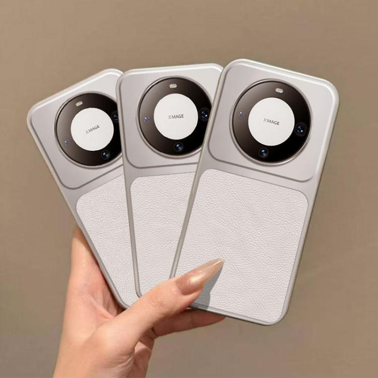 For Huawei Mate 60 Large Window Leather Textured Coated TPU Phone Case - White