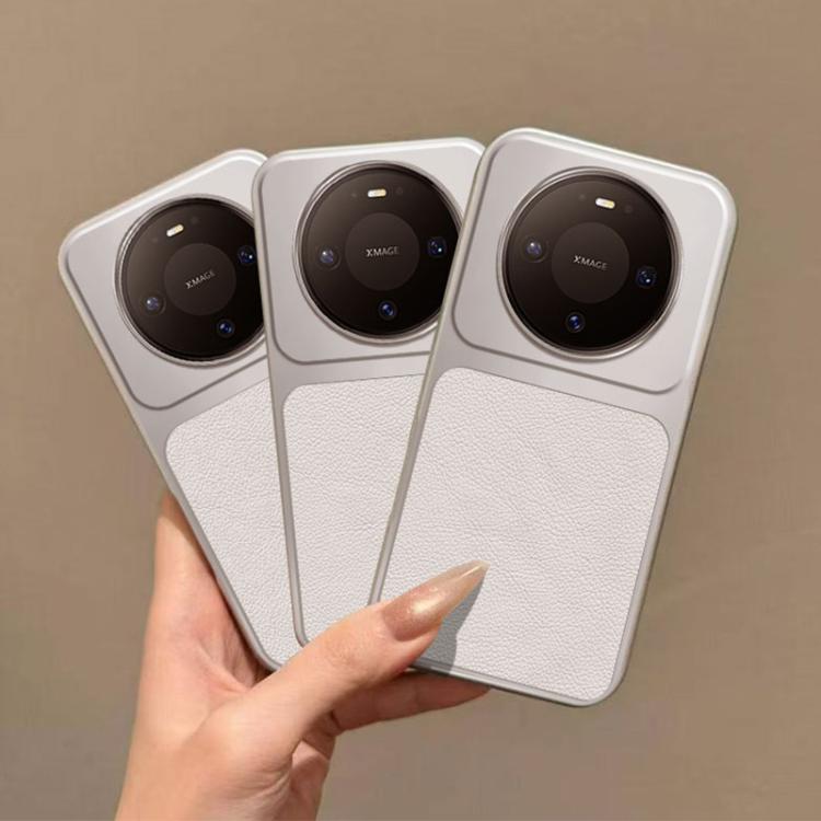 For Huawei Mate 80 Large Window Leather Textured Coated TPU Phone Case - White