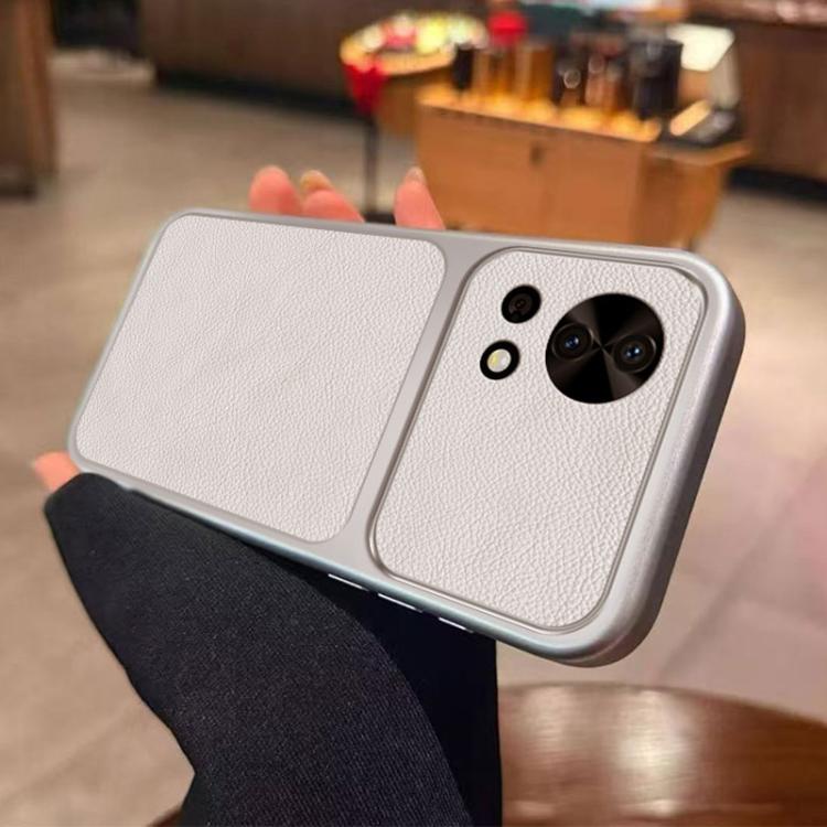 For Huawei nova 12 Large Window Leather Textured Coated TPU Phone Case - White
