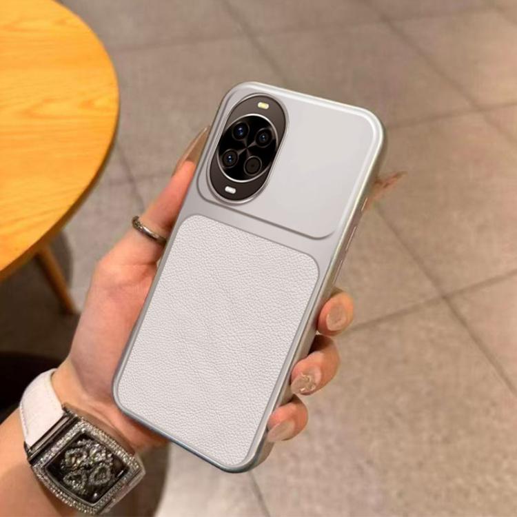 For Huawei nova 15 Large Window Leather Textured Coated TPU Phone Case - White