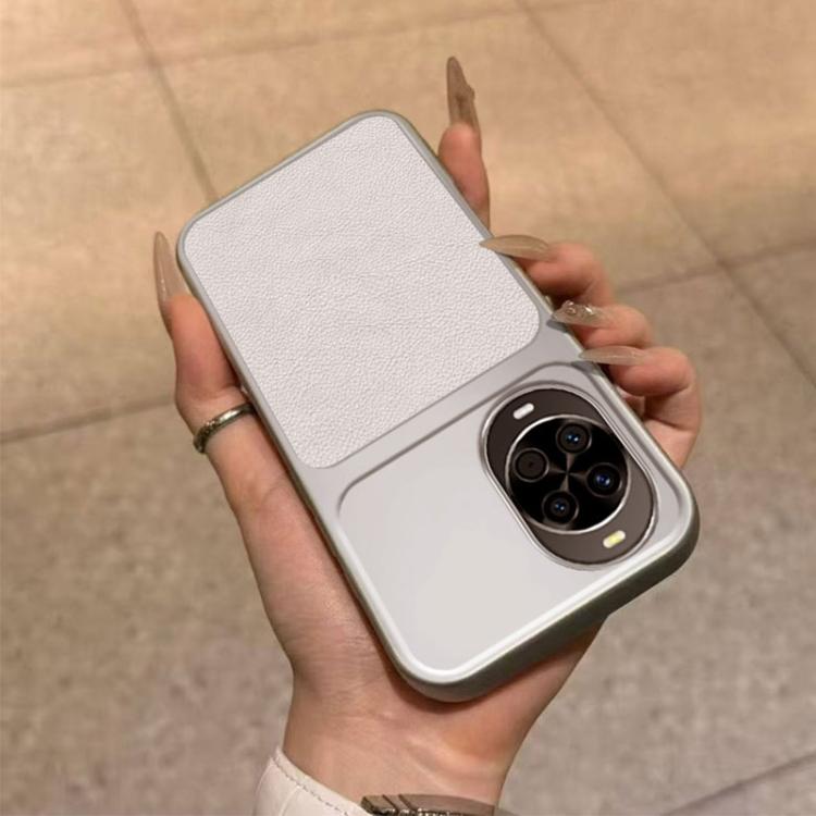 For Huawei nova 15 Large Window Leather Textured Coated TPU Phone Case - White
