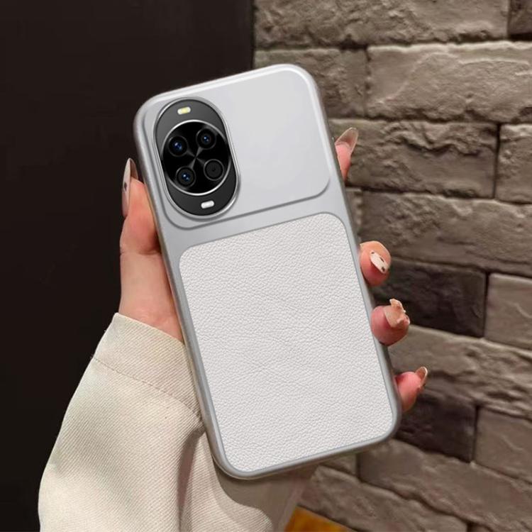 For Huawei nova 15 Large Window Leather Textured Coated TPU Phone Case - White