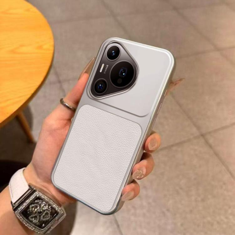 For Huawei Pura 70 Pro+ Large Window Leather Textured Coated TPU Phone Case - White
