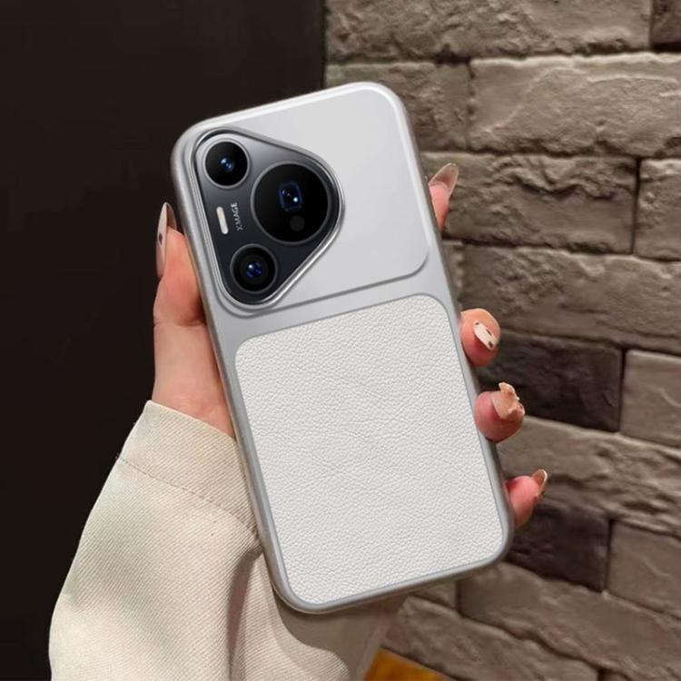 For Huawei Pura 70 Pro+ Large Window Leather Textured Coated TPU Phone Case - White