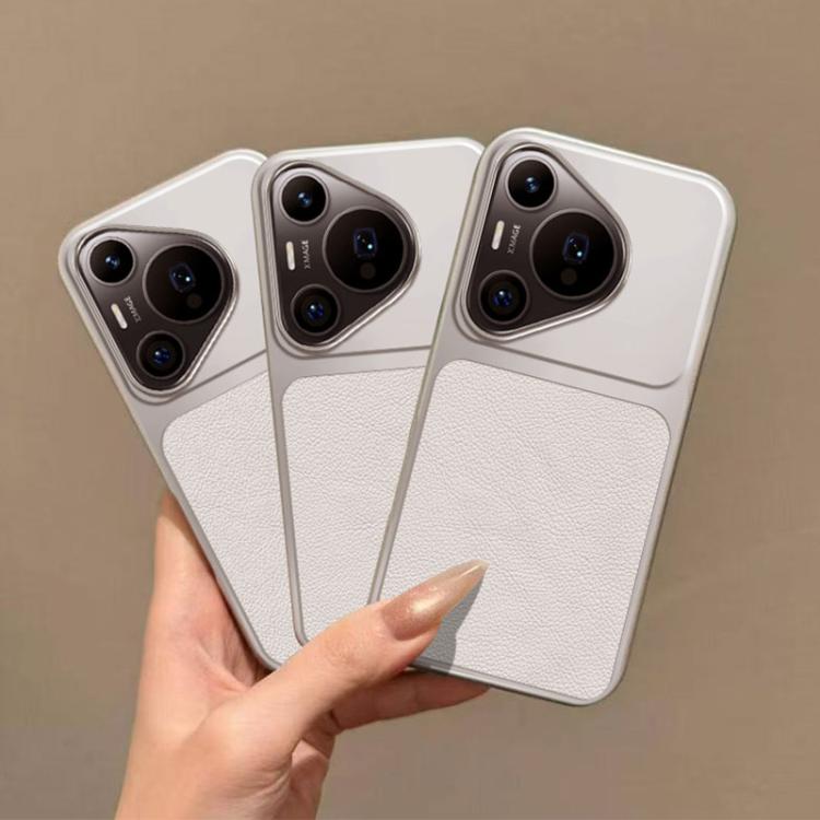For Huawei Pura 70 Pro+ Large Window Leather Textured Coated TPU Phone Case - White