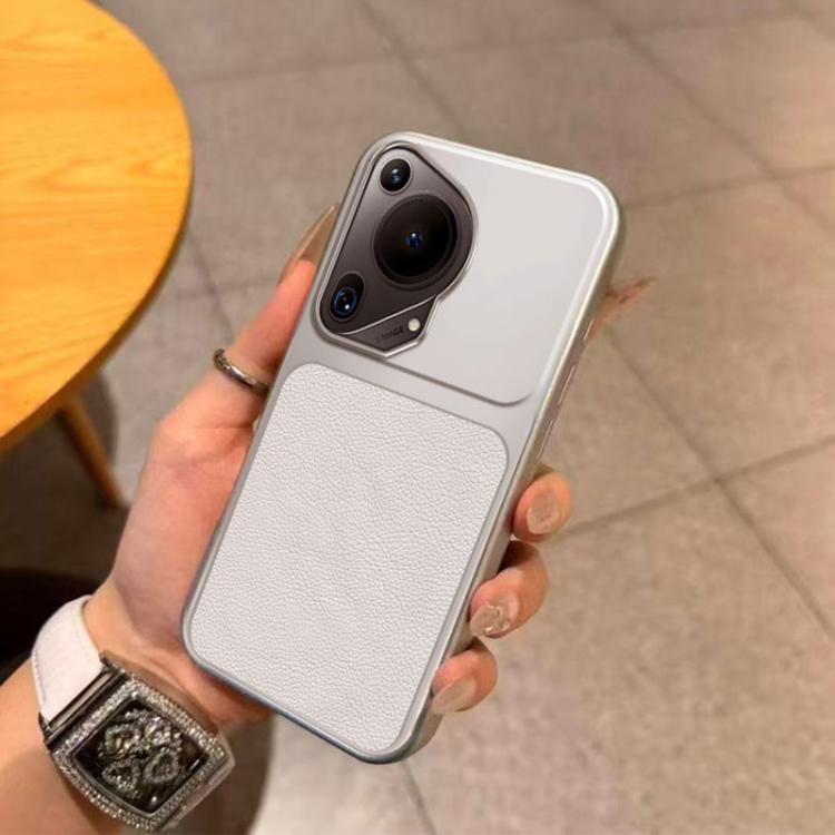 For Huawei Pura 70 Ultra Large Window Leather Textured Coated TPU Phone Case - White