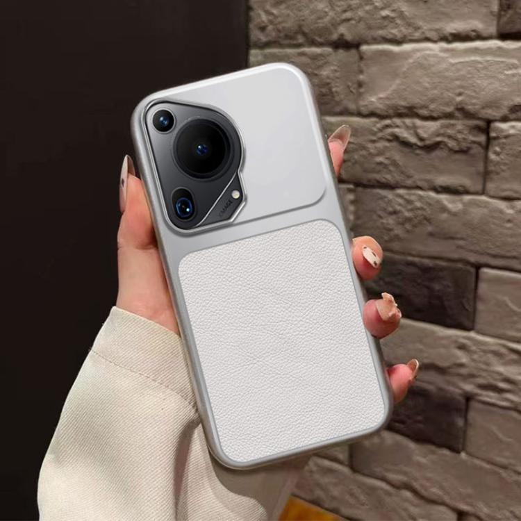 For Huawei Pura 70 Ultra Large Window Leather Textured Coated TPU Phone Case - White