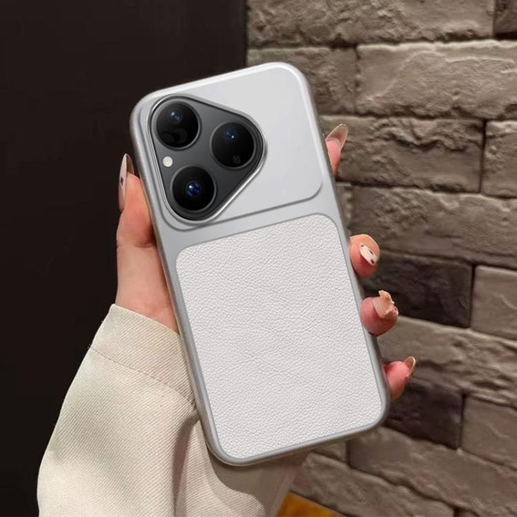 For Huawei Pura 80 5G Large Window Leather Textured Coated TPU Phone Case - White