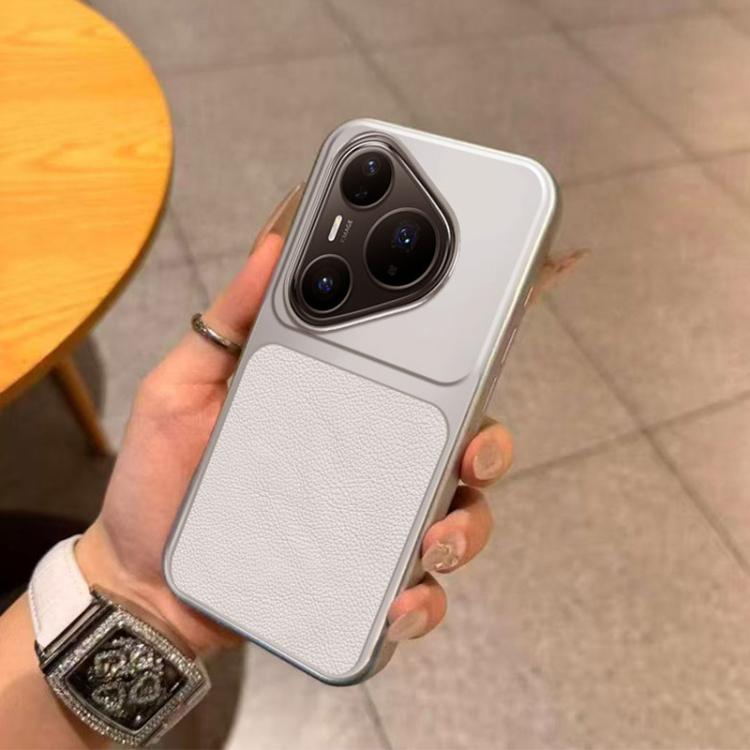 For Huawei Pura 80 Pro 5G Large Window Leather Textured Coated TPU Phone Case - White