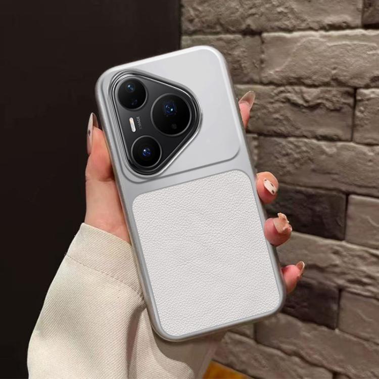 For Huawei Pura 80 Pro 5G Large Window Leather Textured Coated TPU Phone Case - White