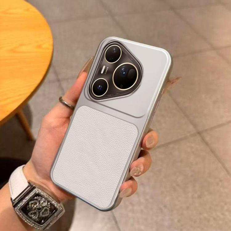 For Huawei Pura 80 Ultra 5G Large Window Leather Textured Coated TPU Phone Case - White