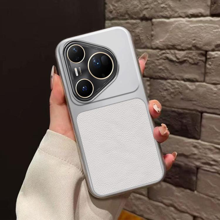 For Huawei Pura 80 Ultra 5G Large Window Leather Textured Coated TPU Phone Case - White