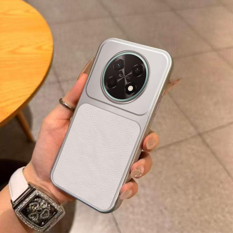 For Huawei Enjoy 90 Pro Max 5G Large Window Leather Textured Coated TPU Phone Case - White
