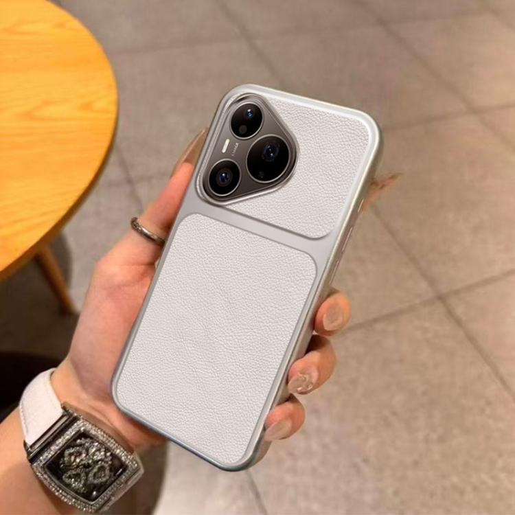 For Huawei Pura 90 Pro 5G Large Window Leather Textured Coated TPU Phone Case - White