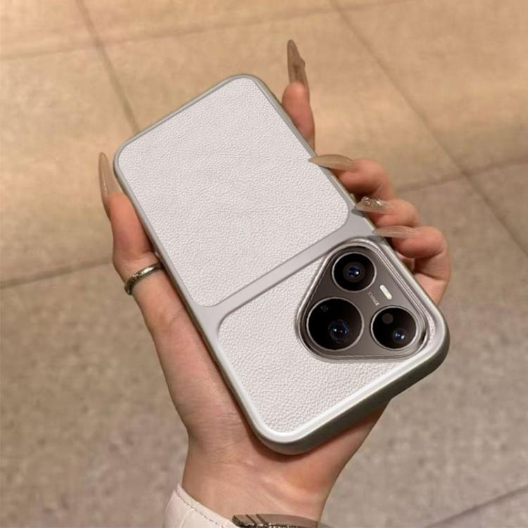 For Huawei Pura 90 Pro 5G Large Window Leather Textured Coated TPU Phone Case - White