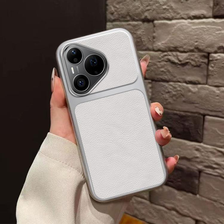 For Huawei Pura 90 Pro 5G Large Window Leather Textured Coated TPU Phone Case - White