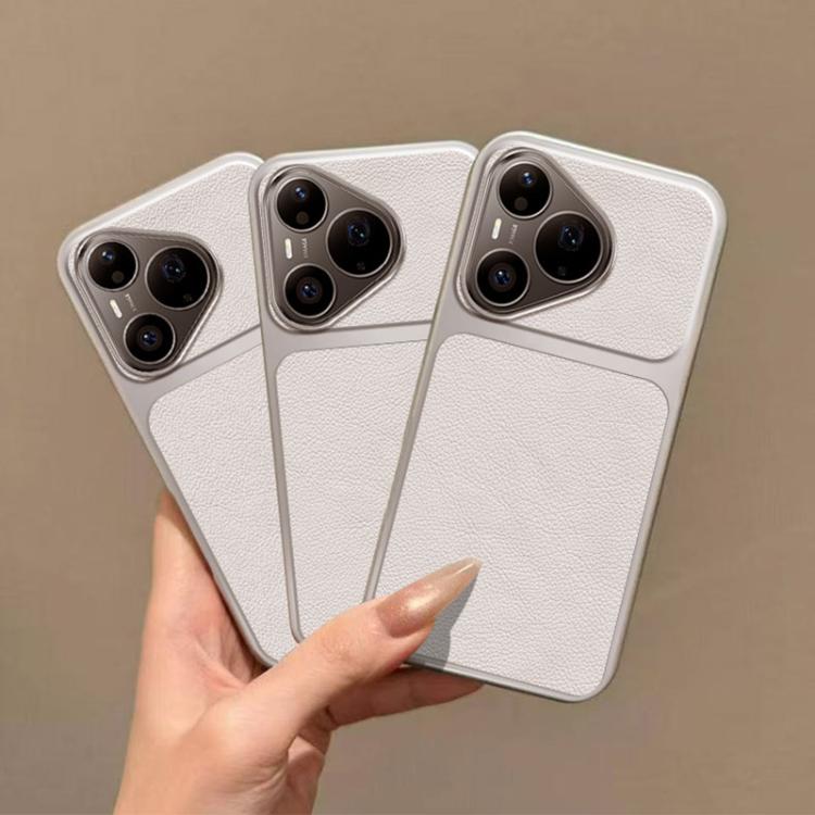 For Huawei Pura 90 Pro 5G Large Window Leather Textured Coated TPU Phone Case - White
