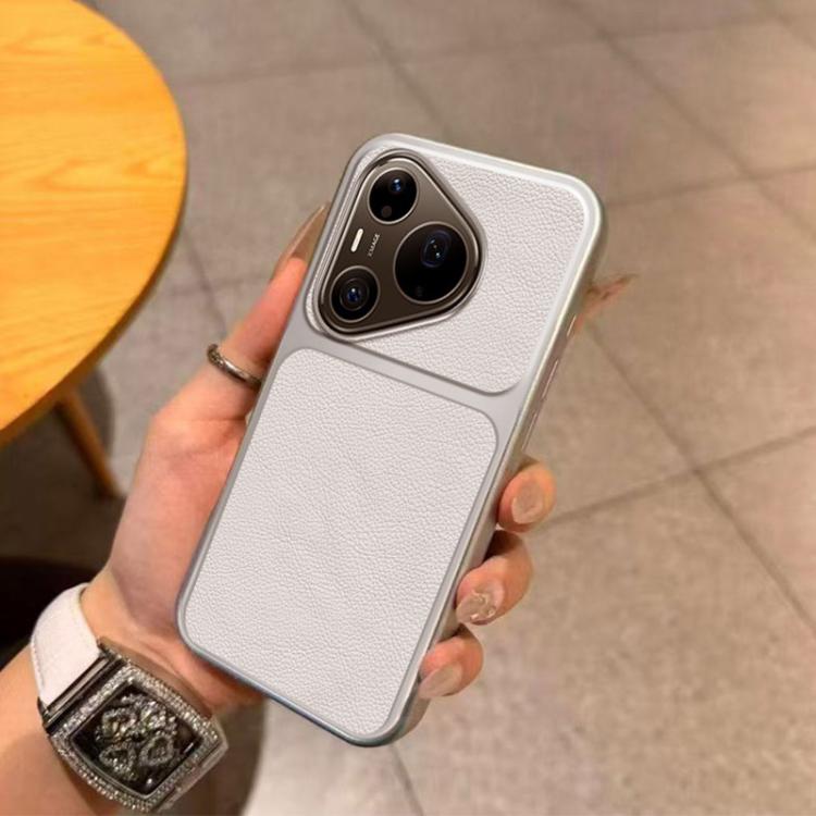 For Huawei Pura 90 Pro Max 5G Large Window Leather Textured Coated TPU Phone Case - White