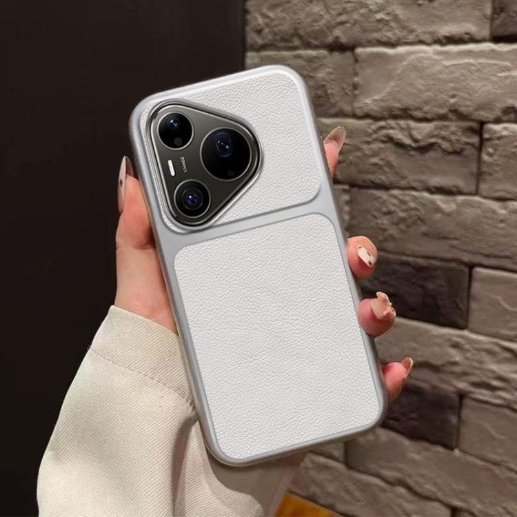 For Huawei Pura 90 Pro Max 5G Large Window Leather Textured Coated TPU Phone Case - White