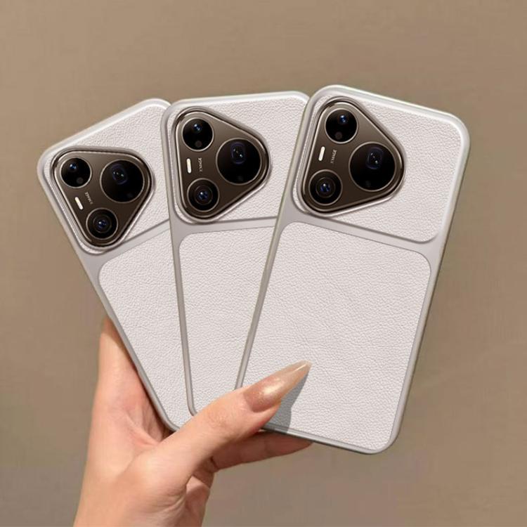 For Huawei Pura 90 Pro Max 5G Large Window Leather Textured Coated TPU Phone Case - White