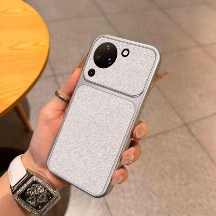 For Huawei Pura 90 5G Large Window Leather Textured Coated TPU Phone Case - White