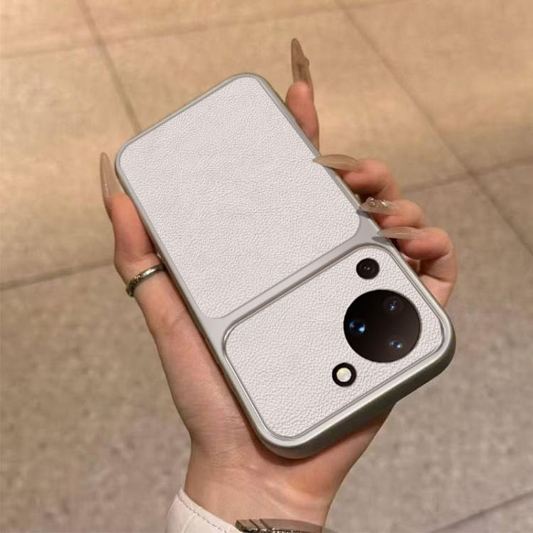 For Huawei Pura 90 5G Large Window Leather Textured Coated TPU Phone Case - White