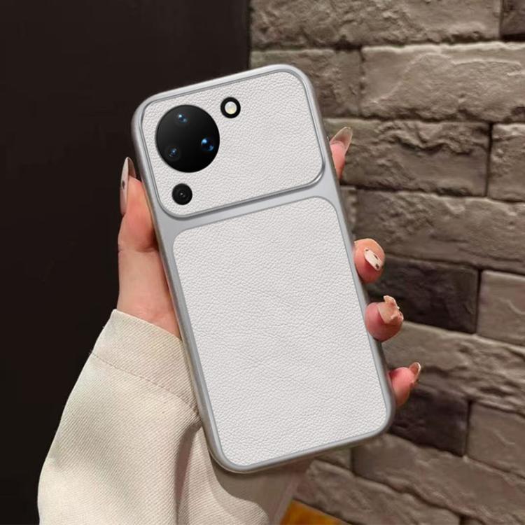 For Huawei Pura 90 5G Large Window Leather Textured Coated TPU Phone Case - White
