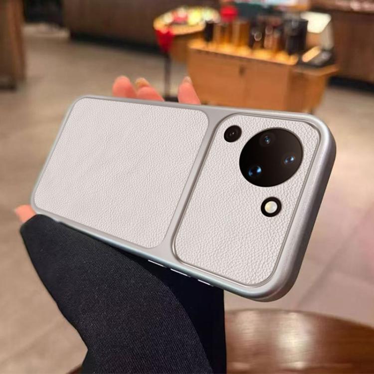 For Huawei Pura 90 5G Large Window Leather Textured Coated TPU Phone Case - White