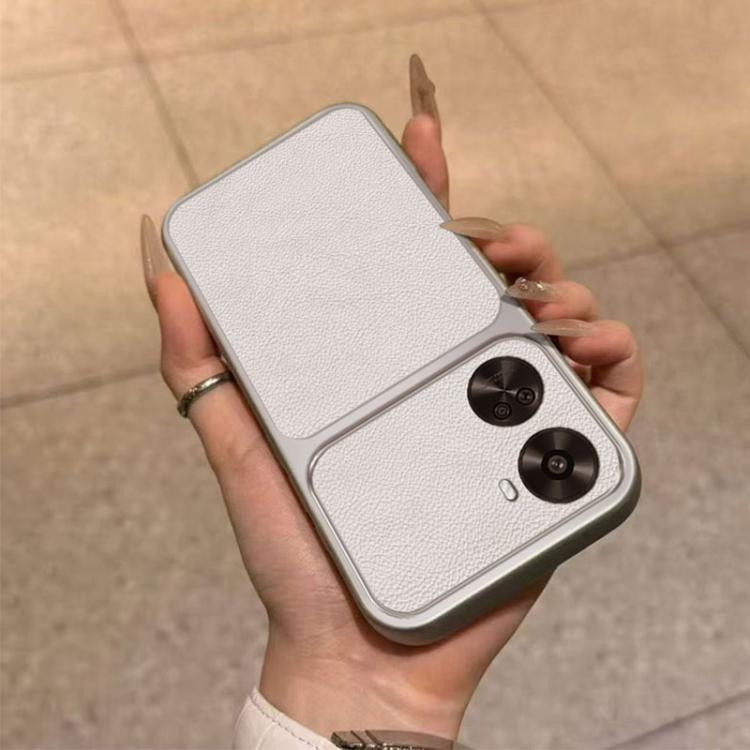 For Huawei nova 11 SE Large Window Leather Textured Coated TPU Phone Case - White