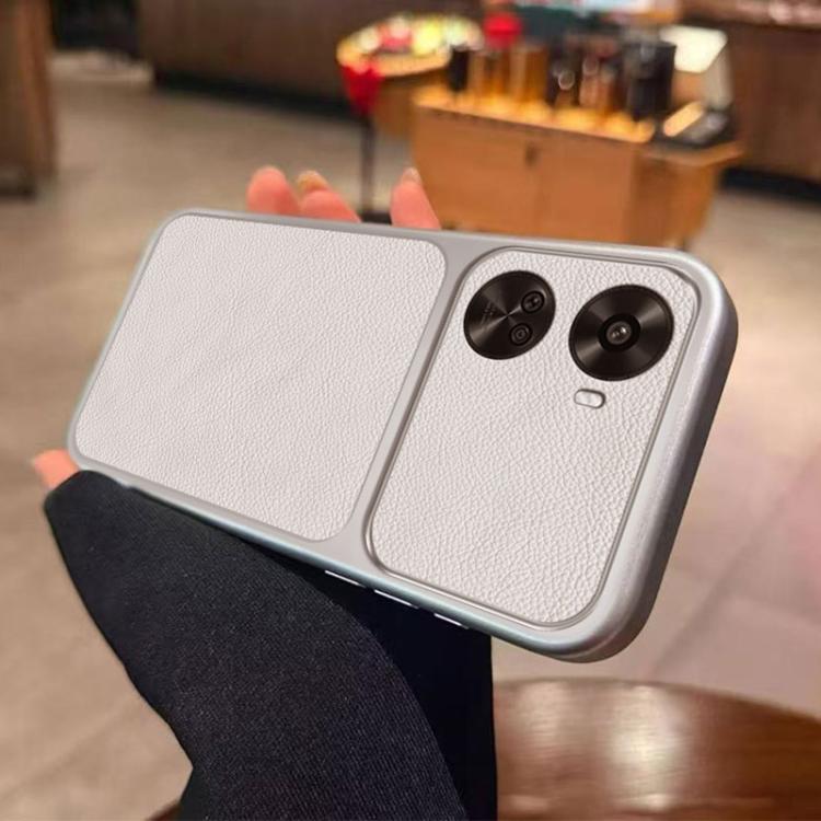 For Huawei nova 11 SE Large Window Leather Textured Coated TPU Phone Case - White