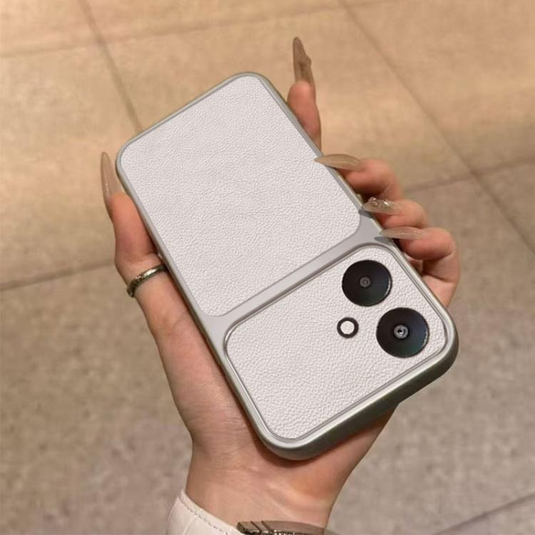 For Redmi 13C 5G Large Window Leather Textured Coated TPU Phone Case - White