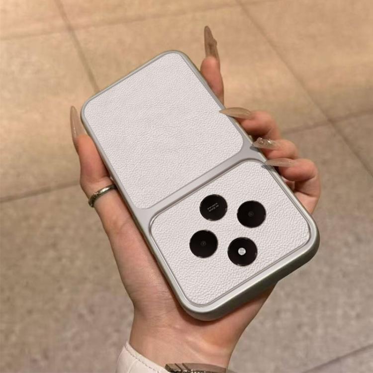 For Redmi 14R 5G Large Window Leather Textured Coated TPU Phone Case - White